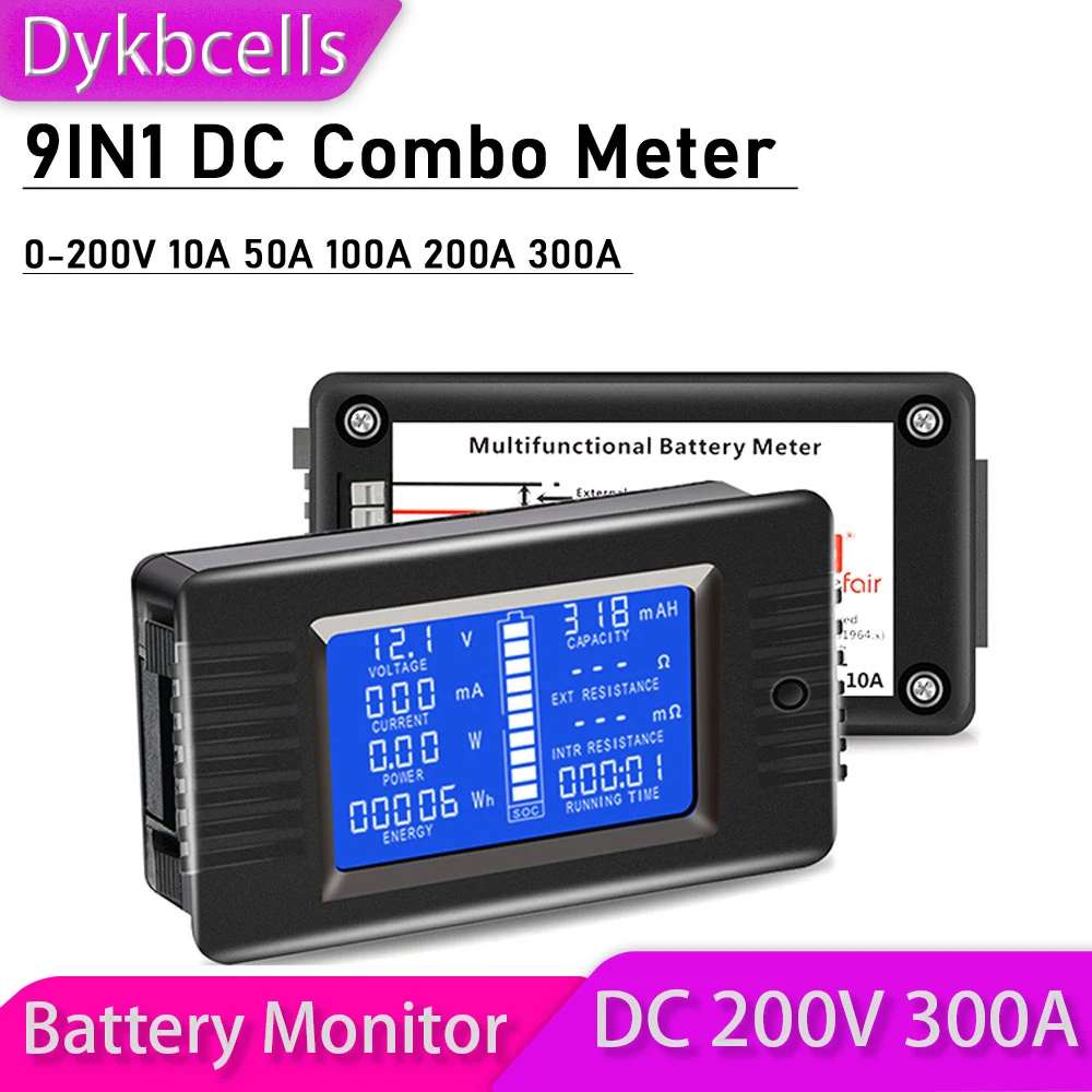 

Dykbcells DC 200 в а фотомонитор напряжения емкости сопротивления измеритель электричества вольтметр AMP Lifepo4 li-ion
