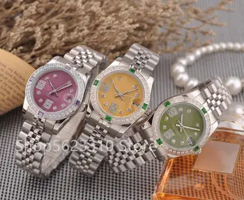 

Fashion Sweet Candy series watches zircon Quartz Wrist watch Number Date clock Luxury Female Stainless steel calendar dial Watch