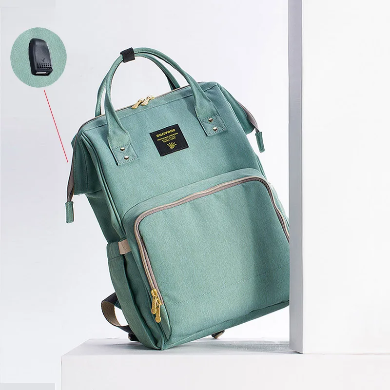 SUNVENO сумка для подгузников для мам Большая вместительная сумка для детских подгузников дизайнерская сумка для кормления модный рюкзак для путешествий сумка для ухода за ребенком для мам и детей - Цвет: Green