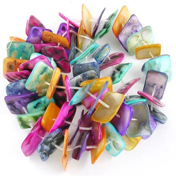 

10 Strand Mixed Color Dyed Erose Square Shell Beads Strands for jewelry making 23~28x8~25mm,Hole: 1mm,about 48pcs/strand,32" F80