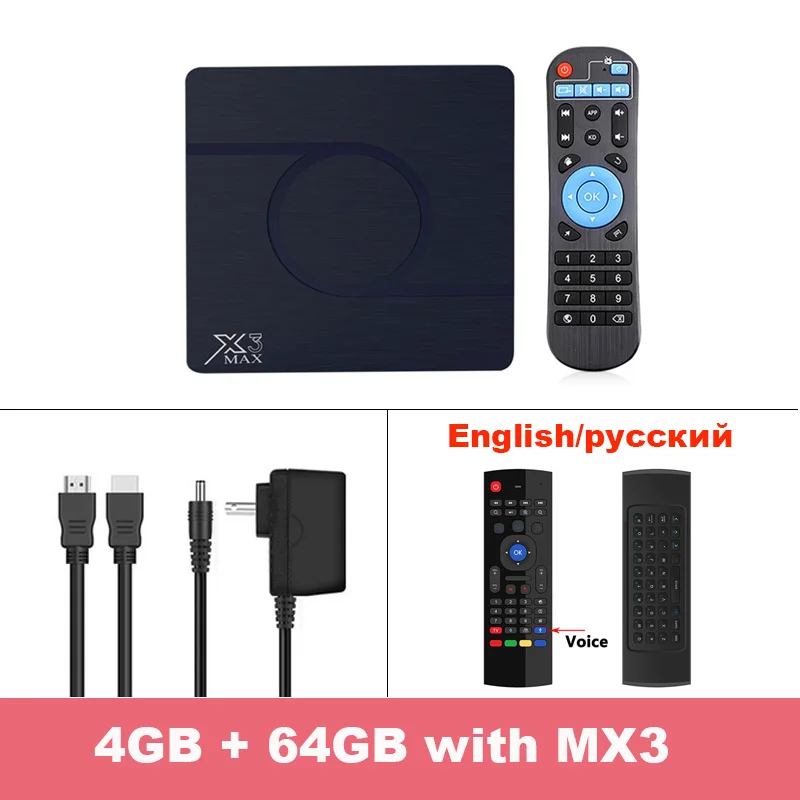 4GB 64GB Add MX3 Предпродажа! X3 Max ТВ приставка Android 9,0 Amlogic S905X3 4 ГБ 32 ГБ 64 Гб ТВ приставка 8K 1080P HD медиаплеер двойной wifi Netflix Google плеер - Цвет: 4GB 64GB Add MX3