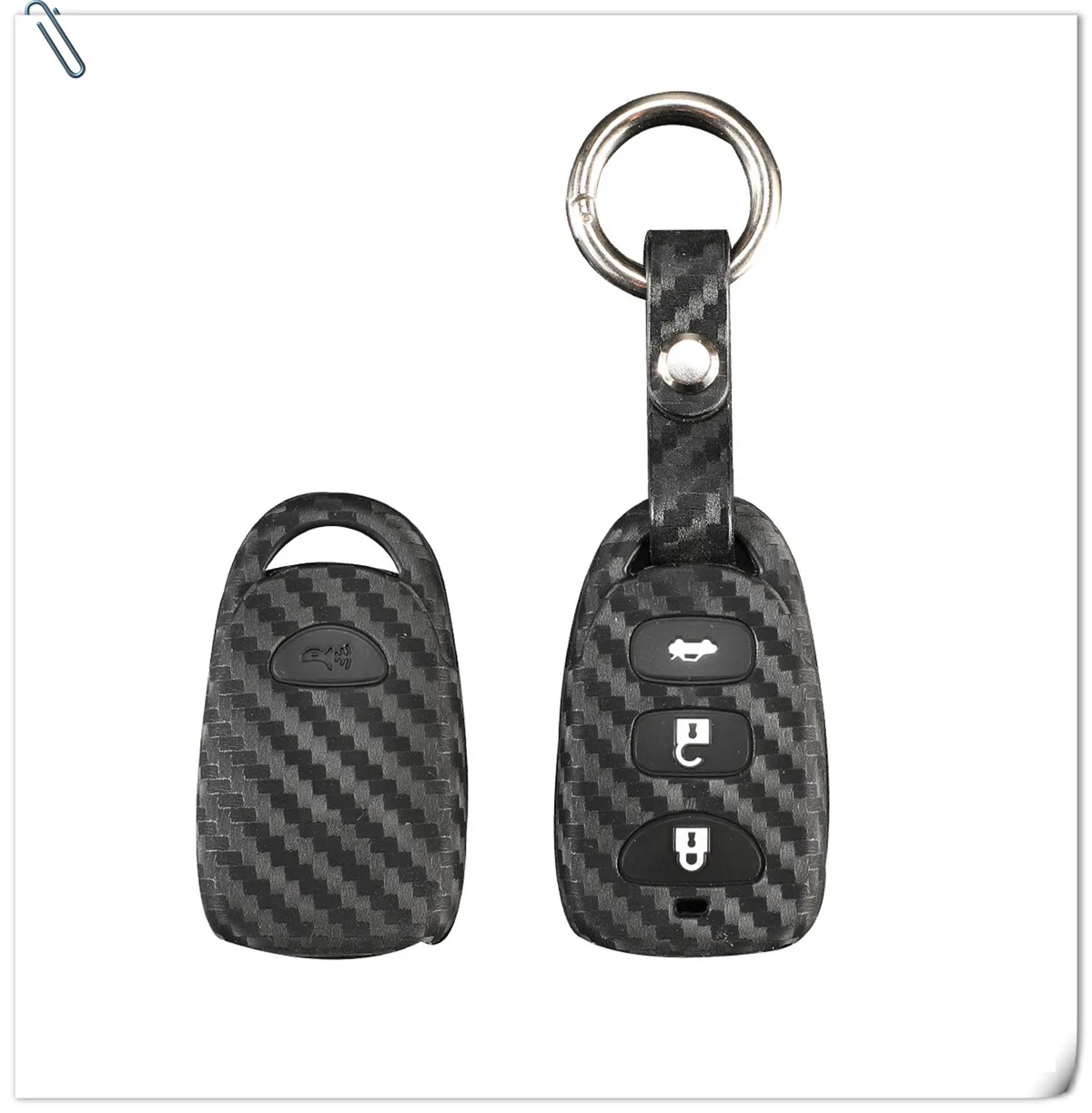 Keyforkess nuova custodia portachiavi Cover in carbonio siliconico per Hyundai Kia Carens Fob 3 1/4 pulsanti copertura chiave remota custodia Fob senza chiave - H4847e31e1d8c4eb3b297f723a97435cco