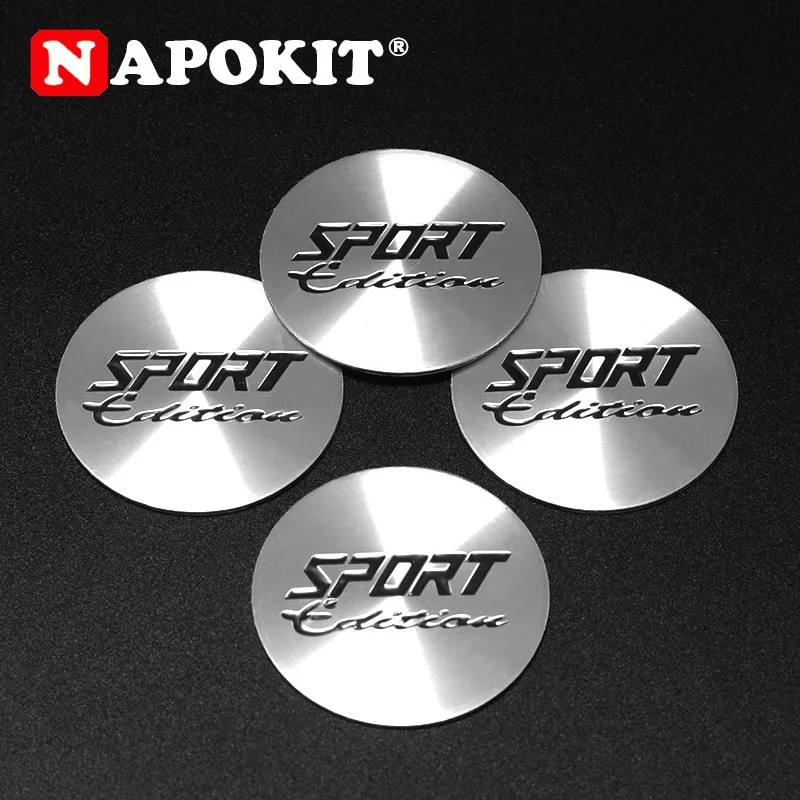 4ชิ้น/ล็อต45มม.พื้นผิวSport Editionโลโก้รถโลหะสัญลักษณ์Cap Emblem Badge