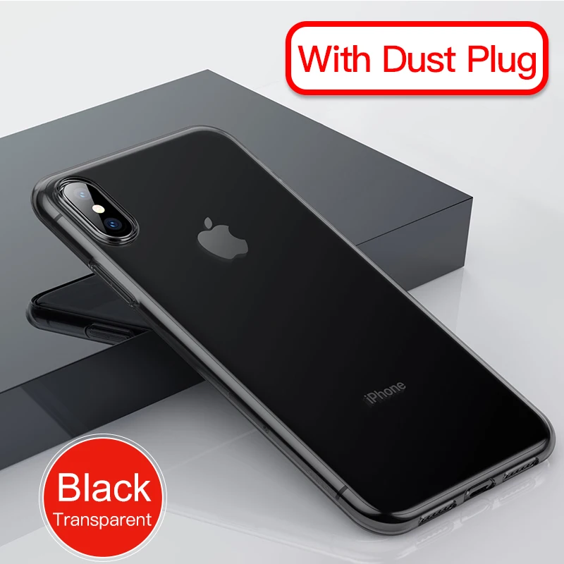 Baseus чехол для iPhone 11 Pro Max, ультра тонкий мягкий ТПУ, прозрачный силиконовый чехол для iPhone Xs Max XR Capin - Цвет: Black With Plug