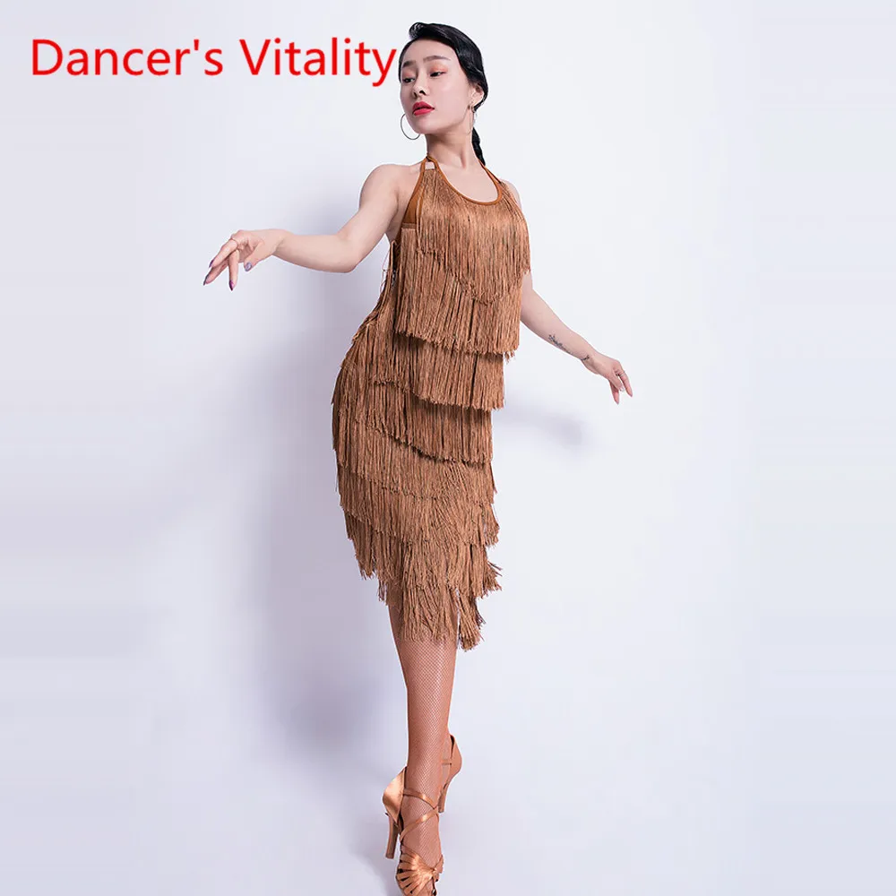 

New Latin Dance Wear Female Adult Sexy Dress Tassel Practice Clothing Latin Competition/Performance Dance Costume