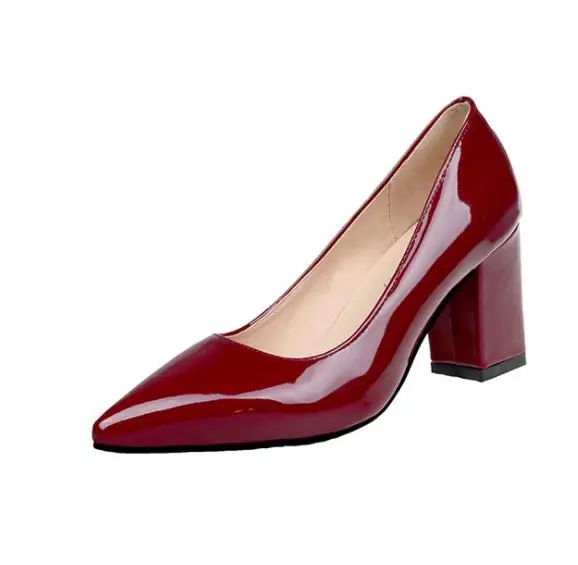 Г. Новые женские туфли-лодочки черные осенние тонкие туфли из лакированной кожи на высоком каблуке 7,5 см с острым носком женские босоножки большой размер 33-43 - Цвет: Red wine
