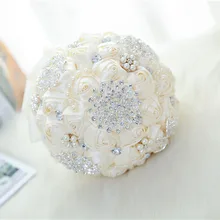 Белый свадебный букет de mariage с жемчугом, Искусственный Свадебный букет для невесты с кристаллами buque de noiva