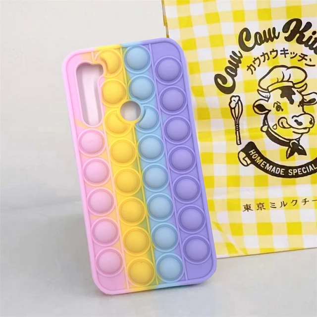 For Redmi Note 9 Pro 9S 7 8 Pro Push Pop Bubble Fidget Toy Soft Case for Redmi 9 9T 9C 9A Mi Poco X3 M3 Sensory Stress Reliver Redmi Note 8
