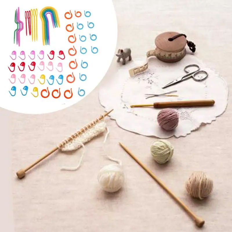 

1 Sets Plastic Knit Stitch Knitting Needles Crochet Stitch Knitting Craft Knit Needles Plastic Markers Needle Clip Accessories