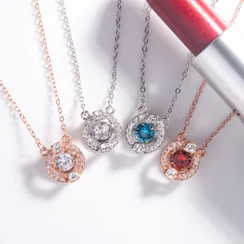 

High Quality Real S925 Color Zircon Fine Fashion Jewelry Necklace Pendants Set Chain Pendant Fashion Accessories Jewel Women