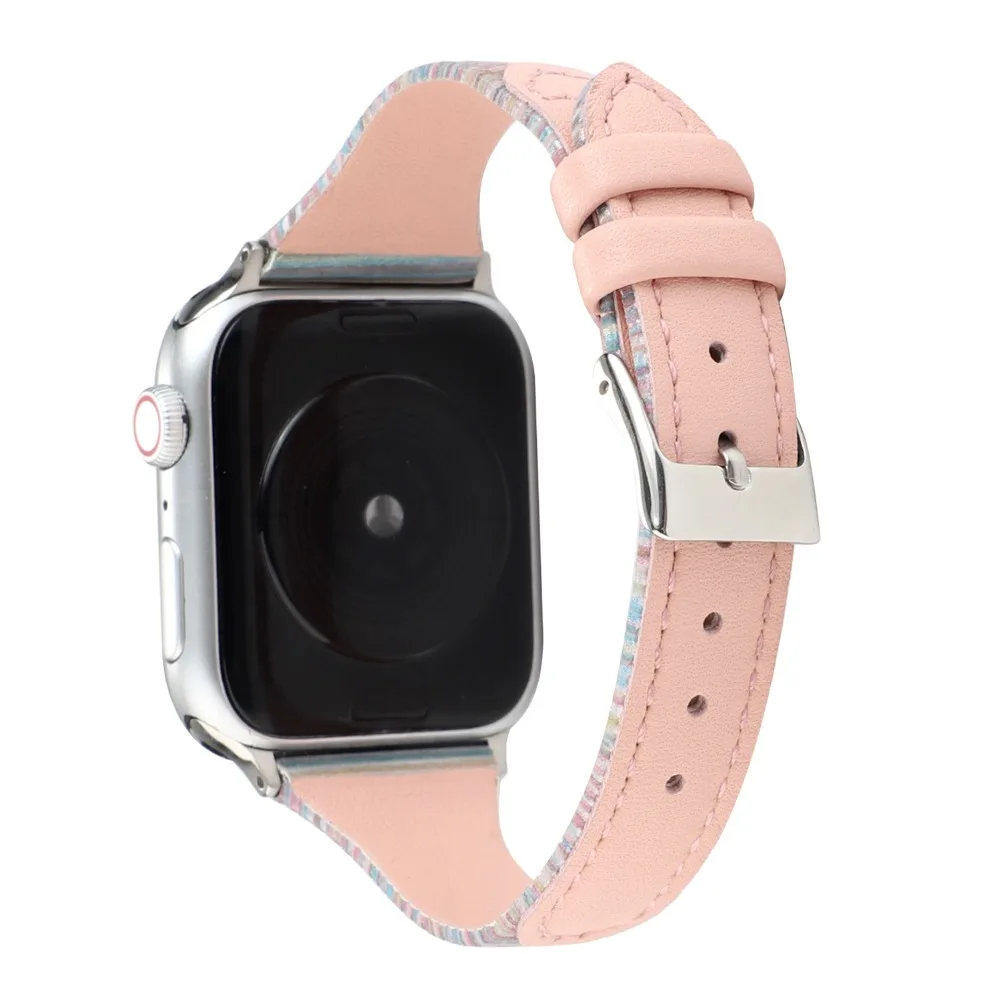 Модный тонкий кожаный ремешок, совместимый с Apple watch, 38 мм, 40 мм, ремешок из натуральной кожи, сменный Браслет для iwatch
