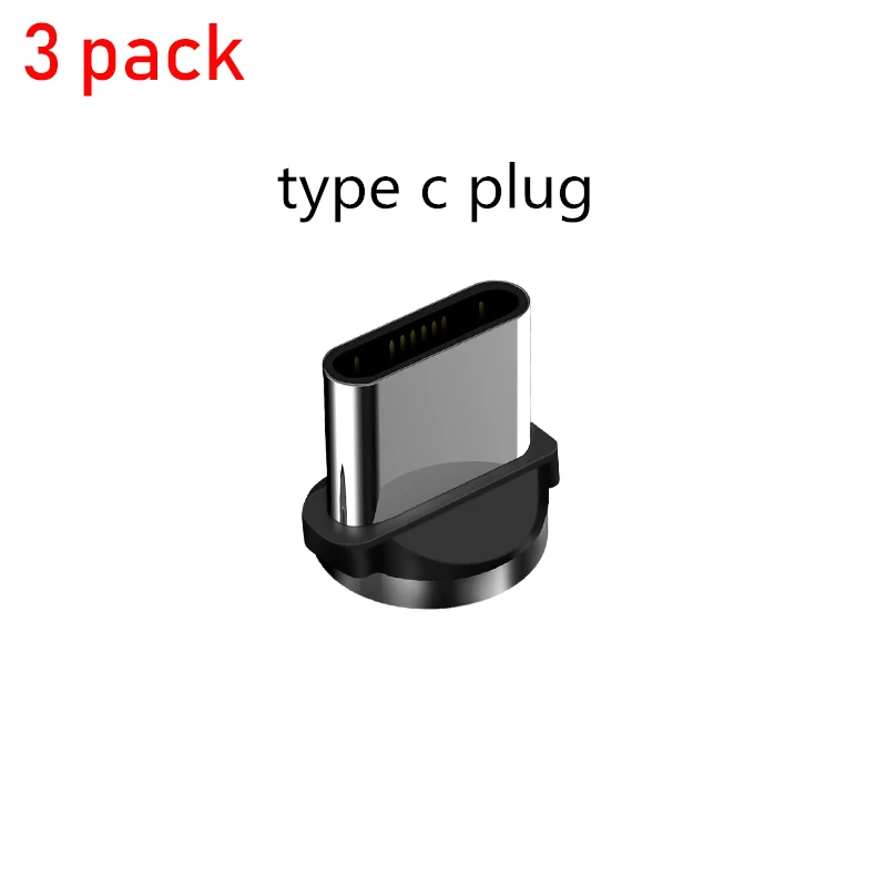 Магнитный Usb кабель для зарядки 1 м 2 м, 3 А, для Oneplus 6 t, samsung, huawei mate 30 Pro, быстрая зарядка, 3,0, микро Usb C, магнитное зарядное устройство - Цвет: 3 pack type c plug