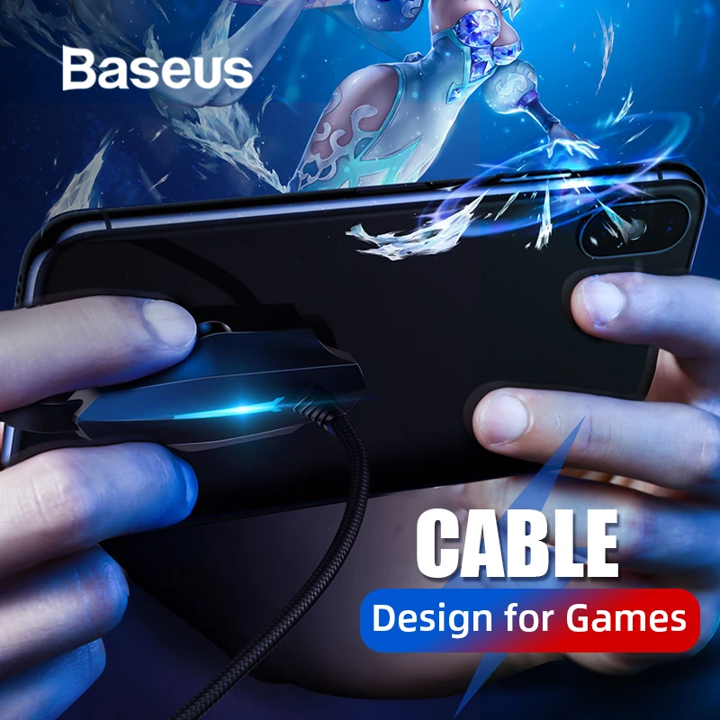 Baseus дизайн для игр кабель для iPhone кабель для зарядки с красочными лампами usb type C кабель для samsung Xiaomi USB C интерфейс