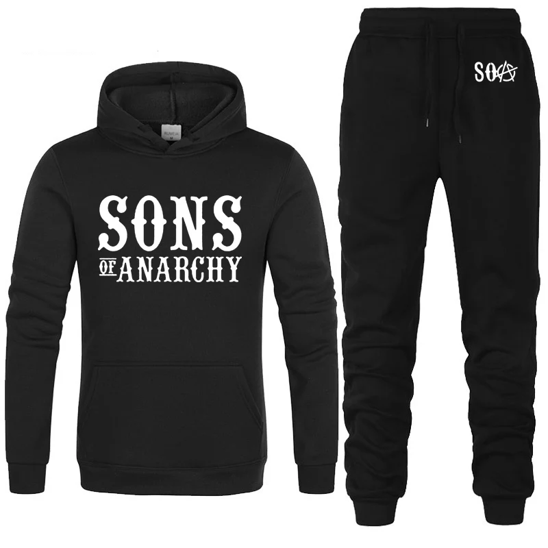 SOA Sons of anarchi/Детские модные толстовки с принтом для мужчин; Повседневная теплая флисовая толстовка в стиле хип-хоп; мужские толстовки с капюшоном и штаны; костюм из 2 предметов - Цвет: 805