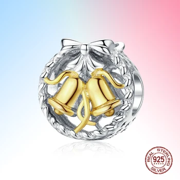 

925 sterling silver christmas gift christmas bell charm bead charms suitable for original charm bracelet DIY jewelry