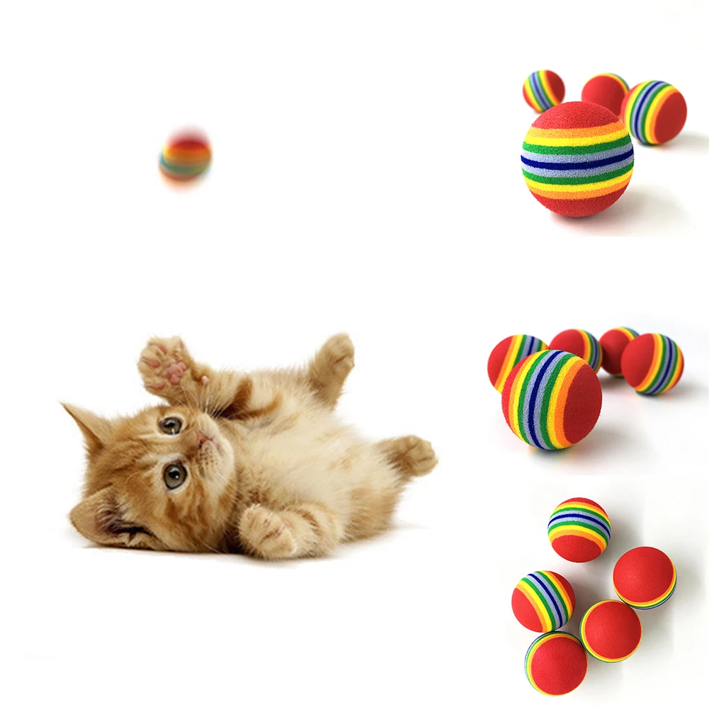 Funny Pet Dog Puppy Cat Rainbow Striped Super Q Stripe Rainbow Ball Foam Ball Chewing Interactive Ball Teething Toy