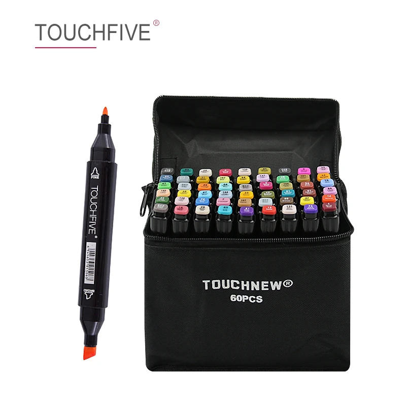 TouchFIVE 30/40/60/80/168 Color Art Markers Set Dual Headed Artist Sketch Oily Alcohol based markers For Animation Manga touchnew 30 40 60 80 108color alcohol markers dual headed artist sketch alcohol ink pen marker for animation manga art supplies