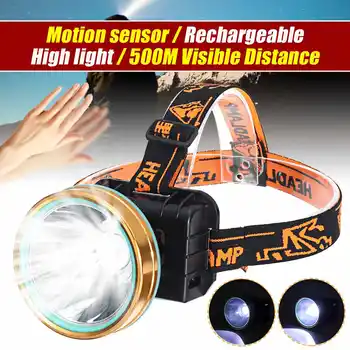 

Powerful LED Headlight headlamp Rechargeable Motion Sensor Head Lamp Power Flashlight Torch head light For Camping fishing