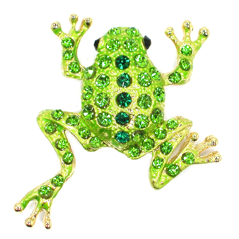 

60pcs/lot Mixed Color (Can Notes Color) Wholesale Fashion Brooch Peridot Rhinestone Frog Pin brooches C102179