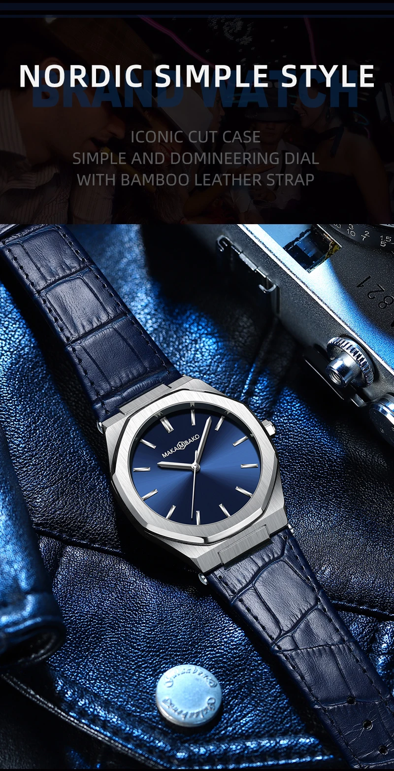 2021 New Luxury Genuine Leather Band Business Men's Quartz Watches Waterproof Creative All Black Dial Brand Male's Wristwatch