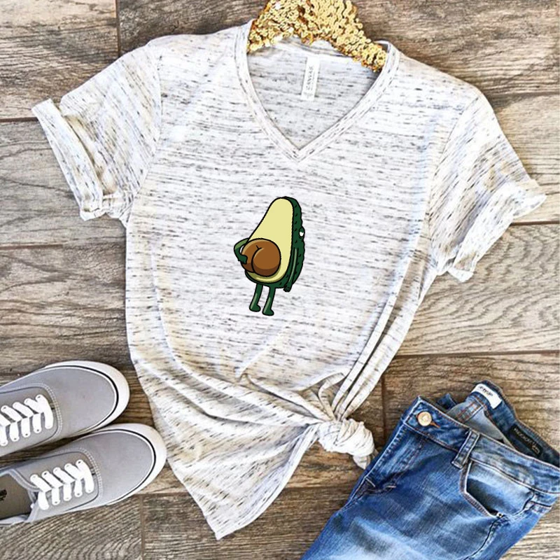 Women Graphic T shirts  Fashion T-shirts 2020 Polyester  Funny Print Avocado frog Tees Short Sleeve Tshirts Girls Gift Tops