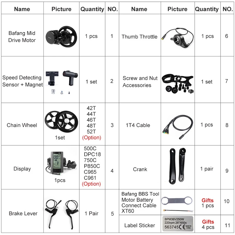 Top Bafang 48V 500W BBS02B Ebike Mid Crank Drive Motor Kits E-BIKE LCD Display Electric Bike Conversion Kit P850C 500C C965 Display 2