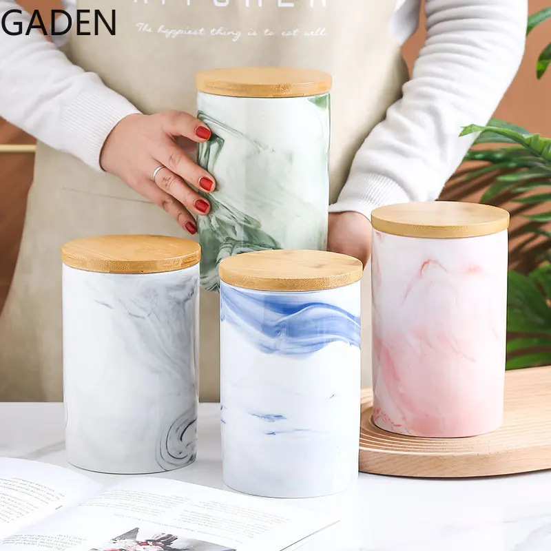 

Керамическая герметичная банка в скандинавском стиле с мраморным узором, для чая, сушеных фруктов, кофе, цветов, чая, семейная кухонная коробка для хранения, Диспенсер зерна