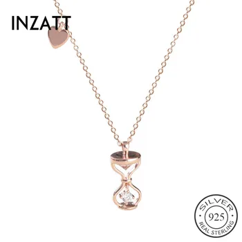 

INZATT Real 925 Sterling Silver Hourglass Heart Choker Necklace For Fashion Women Wedding Party Fine Jewelry Cute Accessories