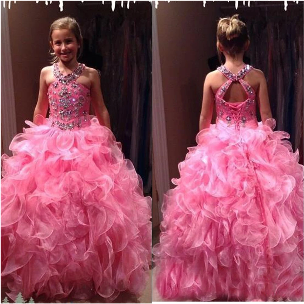 

Платья для девочек с круглым вырезом и цветами, детская официальная одежда, для дня рождения, Рождества, свадьбы, вечеринки, торжественных мероприятий для девочек из органзы, новинка на заказ