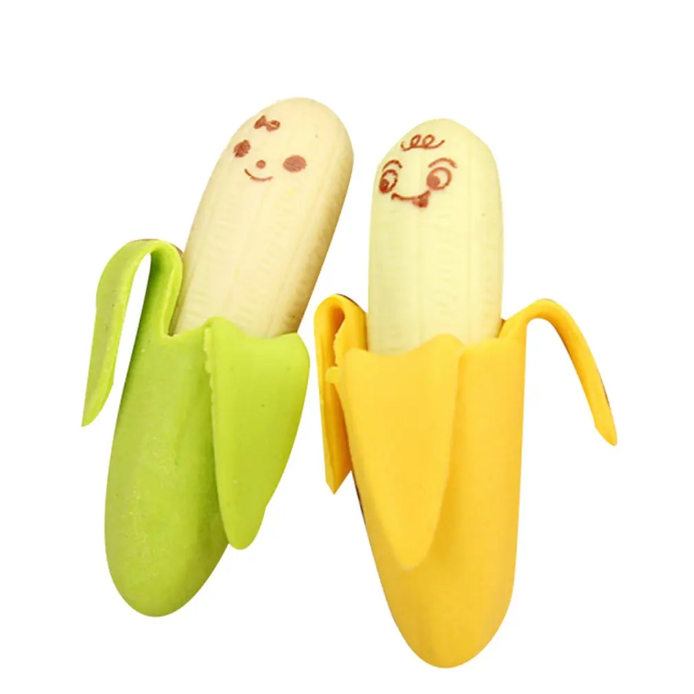 

Creative Cute 2pcs Banana Fruit Pencil Eraser Rubber Novelty Kids Student Learning Office Stationery