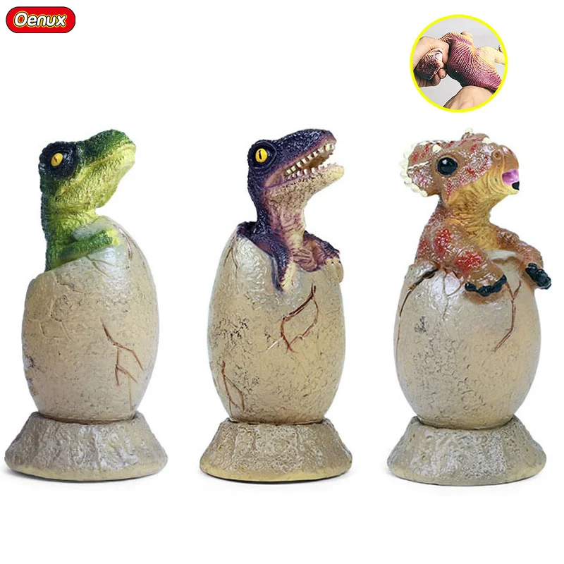 

Oenux Jurassic Dinosaur Model Prehistoric Soft PVC Dinosaurs Egg Action Figures Triceratops Dino Cubs Figure Toy For Kids Gift