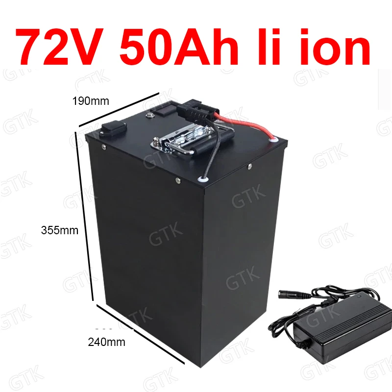 

GTK waterproof 72v 50Ah lithium ion BMS for 5000W 10KW bicycle scooter ebike Motorcycle Forklift Crane truck +10A charger