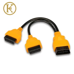 KWOKKER OBD2 30cm Splitter 2 en 1 Câble D'extension 16Pin OBDII Mâle à Femelle OBD2 Outil de Diagnostic Adaptateur de Câble Fil 