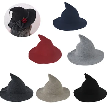 

1 Piece Modern Halloween Witch Hat Fashionable Hats for Women Lady Girls Made From Sheep Wool Halloween Party Decor Hats