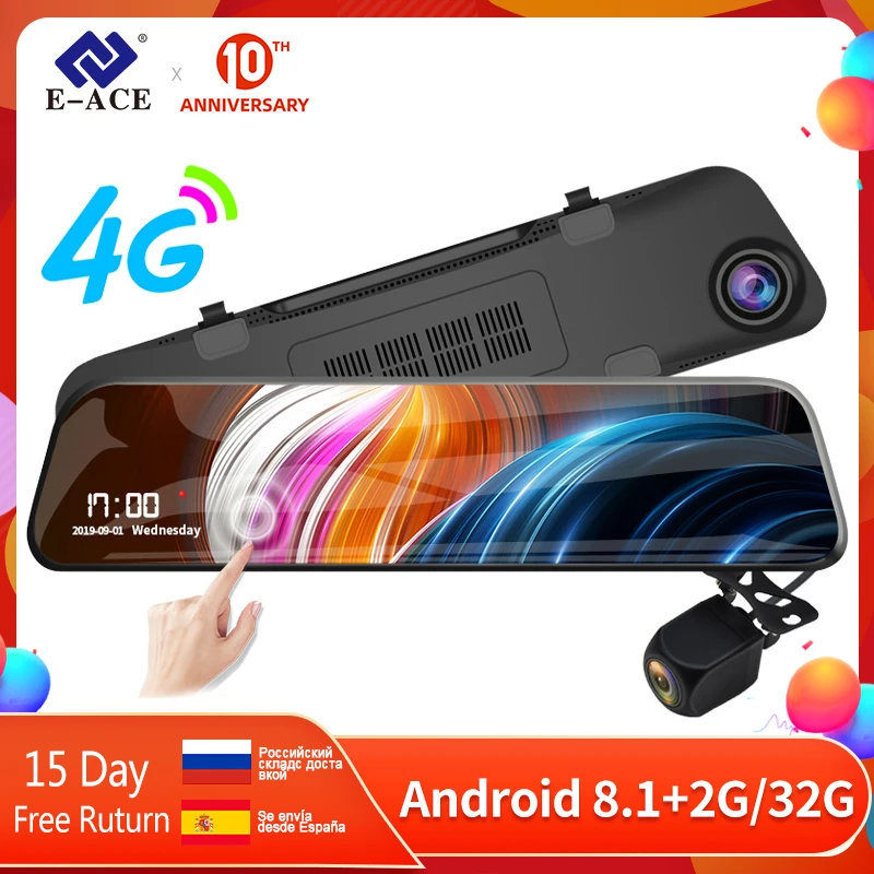 E-ACE Автомобильный видеорегистратор FHD 1080P зеркало заднего вида 4G видеорегистратор Android РЕГИСТРАТОР gps навигация двойной объектив Автомобиль... E-ACE Автомобильный видеорегистратор FHD 1080P зеркало заднего вида 4G видеорегистратор Android РЕГИСТРАТОР gps навигация двойной объектив Автомобиль...