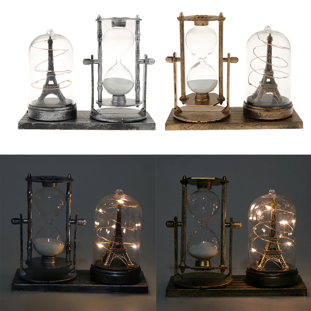 Tower Hourglass Ornaments Built-in Illuminated Light Warm Decorations for Living Room Bedroom Desktop Office Decor