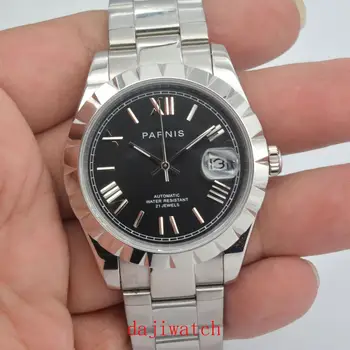 

Parnis 39mm 2020 New Luxury All Steel Color Frame Sapphire Crystal Date Window Automatic Movement Men's Watch Black
