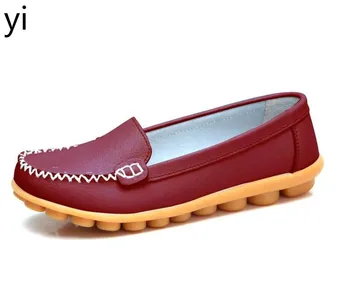 

yi nw high quality leather fashion comfortable breathable flats women's casual shoes women's shoes