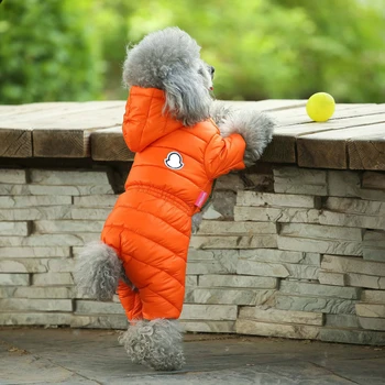 

Winter Warm Down Dog Jacket Pet Dogs Costume Puppy Light-weight Four Legs Hoodie Coat Clothes For Teddy Bear Big Combinaison Ski