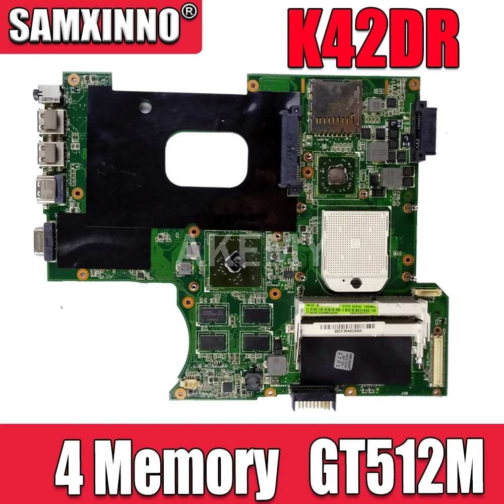 Материнская плата для ноутбука Asus K42DR K42D K42DE K42DY A42D X42D 4 Memory 512M системная
