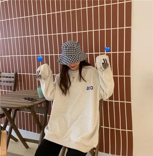 

Simple Casual Loose Letter Printed Korean Style Basic College Wind O-neck Cotton 2019 College Wind Style Female Sweatshirts