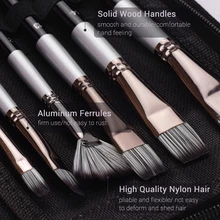 15 шт./компл. художник набор кистей для рисования с скребок губчатый шар для переноски Чехол Профессиональный рисунок Краски рисовальная нейлоновая кисть из волос, деревянный