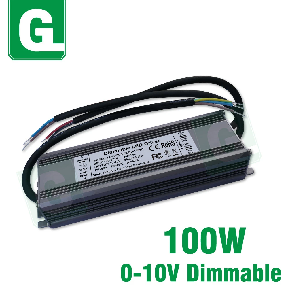 100W LED Dimming 0 10V Power Supply Waterproof constant current driving ...