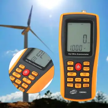 

GM8903 Real Digital Tachometer Handheld Air Wind Speed Scale Gauge Meter Anemometer Thermometer Air Velocity Tester