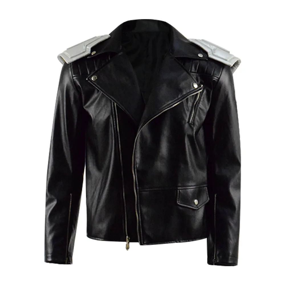 

Cossky Cliff Steele Cosplay Costume Clifford Robotman Black PU Jacket Winter Motorcycle Jacket Coat