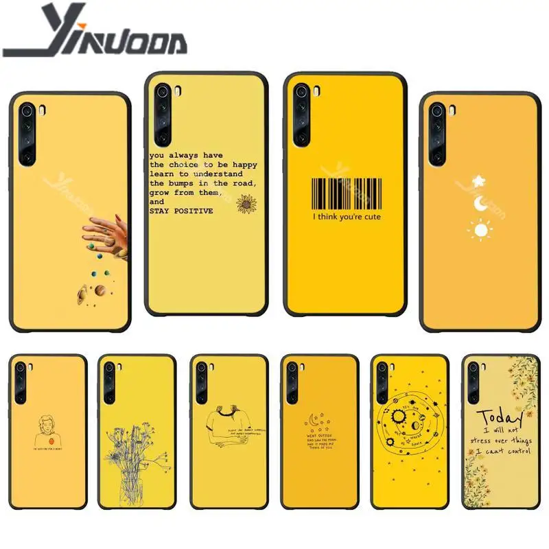 Yinuoda желтый эстетический роскошный чехол для телефона чехлы Xiaomi Redmi 7 7A 8 Note 9 8t Pro Etui