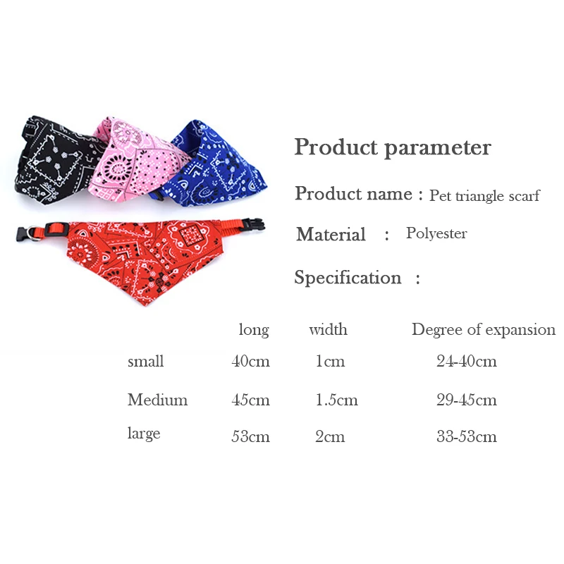 1piece Cute Adjustable Small Dog Collars Puppy Pet Slobber Towel Outdoor Cat Collar Print Scarf Design Dog Collar Neckerchief