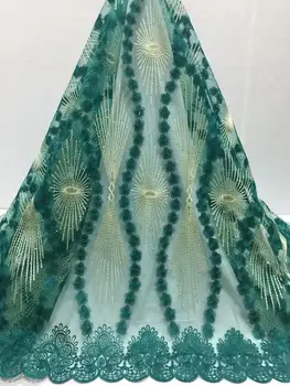 

Emerald green African Lace Fabric 2019 Embroidered Nigerian Wedding Lace Fabric Stones High Quality Nigerian Guipure Lace Fabric