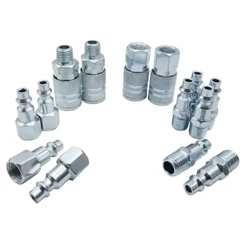 

2020 New 14Pcs US Iron Galvanized Air Tool Fittings Connector Set 1/4in NPT Quick Connect High Quality