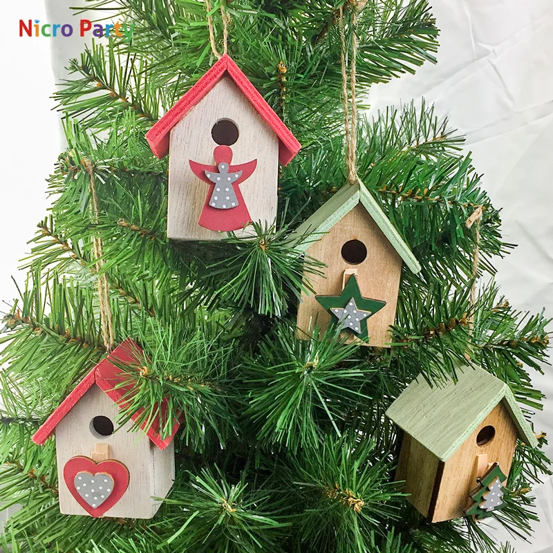 Nicro Деревянные Подвески на рождественскую елку маленький деревянный домик милые украшения на день рождения для детей Новые DIY вечерние принадлежности# Chr73